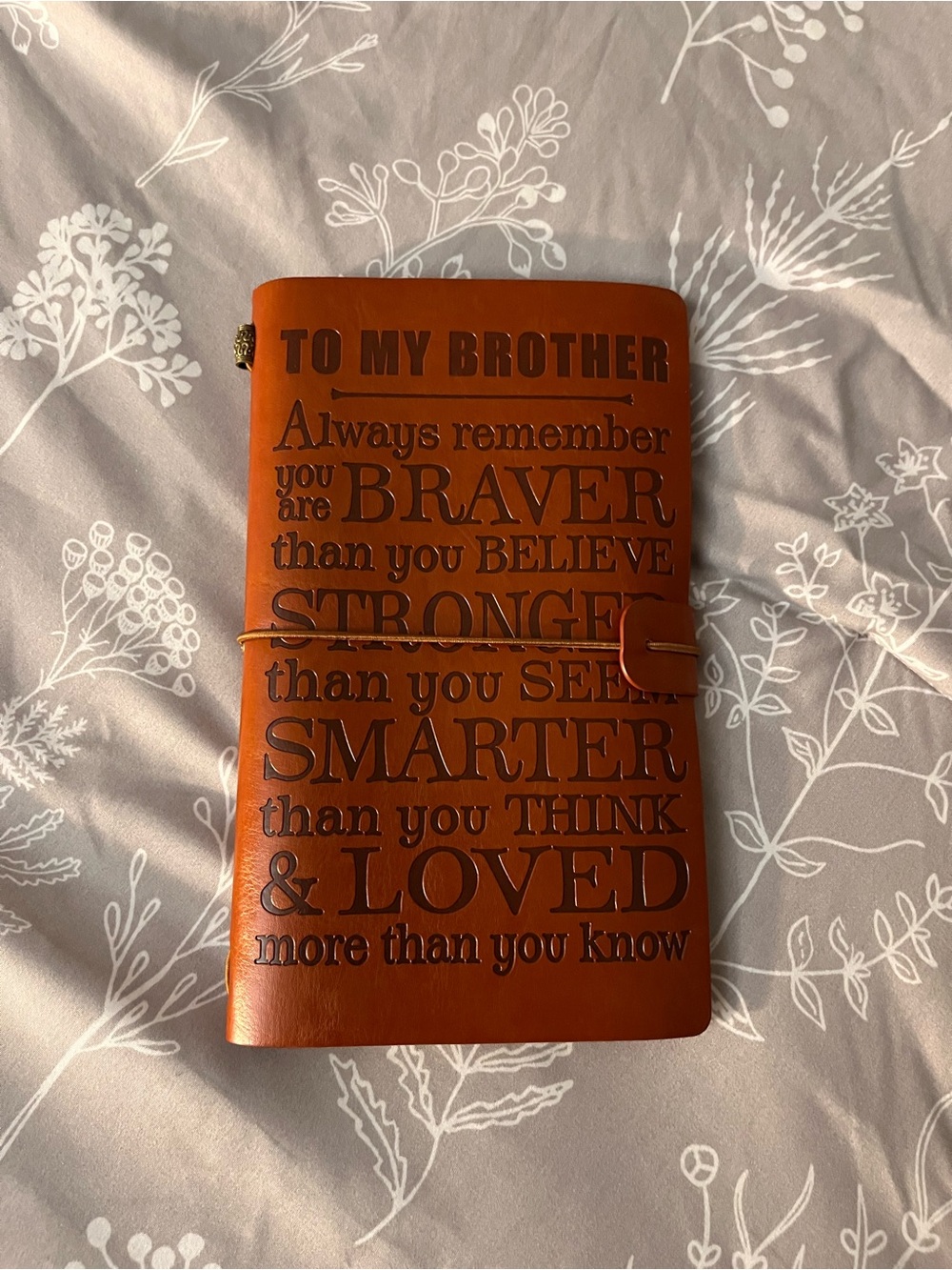 Brown Embossed Leather Journal Cover – Inspirational Message